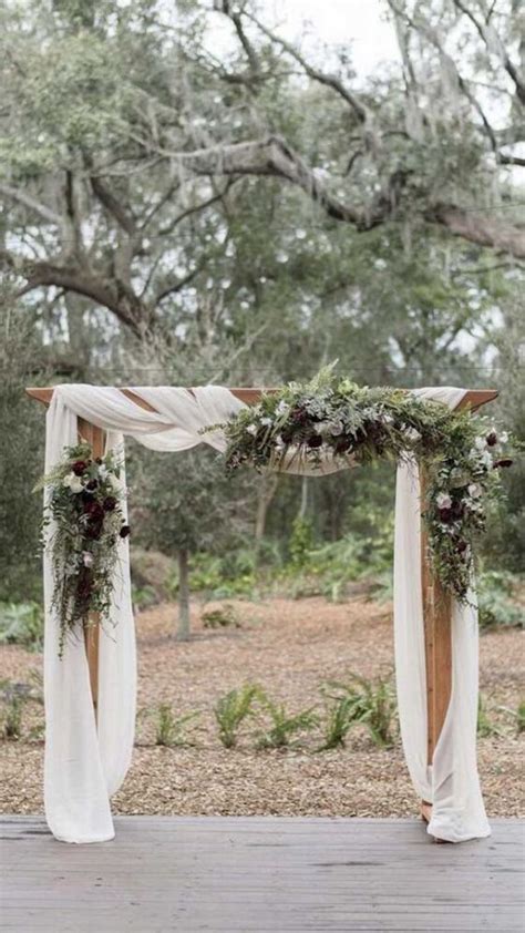 Greenery And White Drapery Wedding Arch Ideas Emmalovesweddings