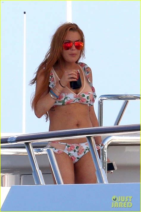 Lindsay Lohan Bikini Candids On A Yacht In Sardinia Italy