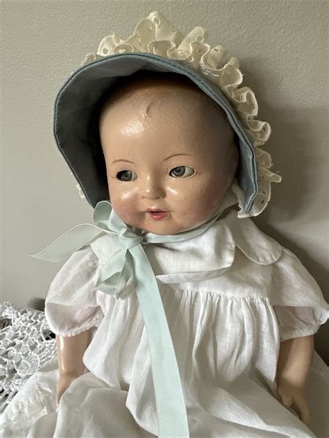 Antique 1925 Ideal Baby Doll Flirty Eyes Composition Cloth 16” Diamond