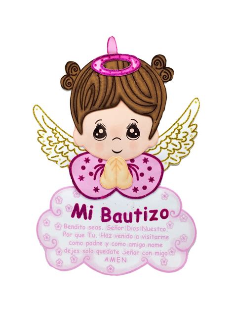 19 Mi Bautizo Pink Angel With Halo Foami Fm21gr Bautizo Decoración