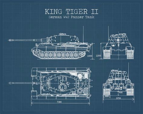 German Ww2 Tank Blueprints Digital Art By Denny H