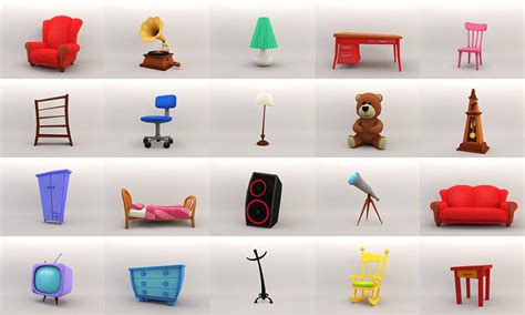 D Model Cartoon Furniture Package Vr Ar Low Poly Cgtrader