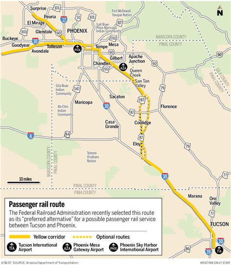 Feds Pick Preferred Route For Possible Tucson Phoenix Passenger Railway