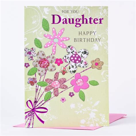 Birthday Card Daughter Patterned Flowers Only 99p