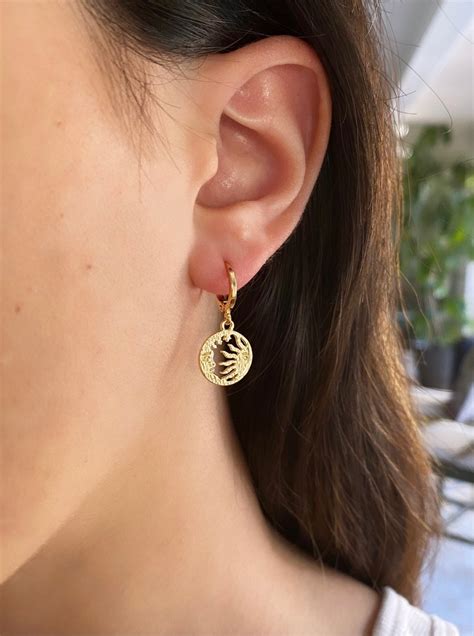 Gold Celeste Hoop Earrings Celestial Earrings Etsy New Zealand