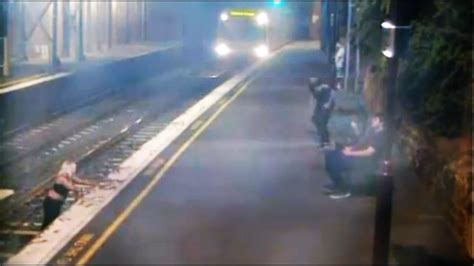 Drunk Woman On Railway Tracks Saved In Last Minute In Australia Youtube