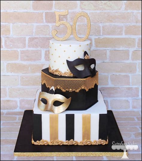 Masquerade Themed Cake In Whitei