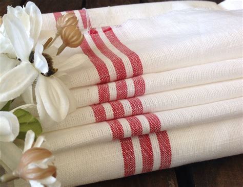 Utlity Fabric Red Stripe Toweling By The Yard Kitchen Towels Etsy