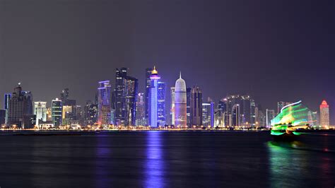 Qatar Dhows Towers Doha Bay Corniche Hd Desktop Wallpapers For