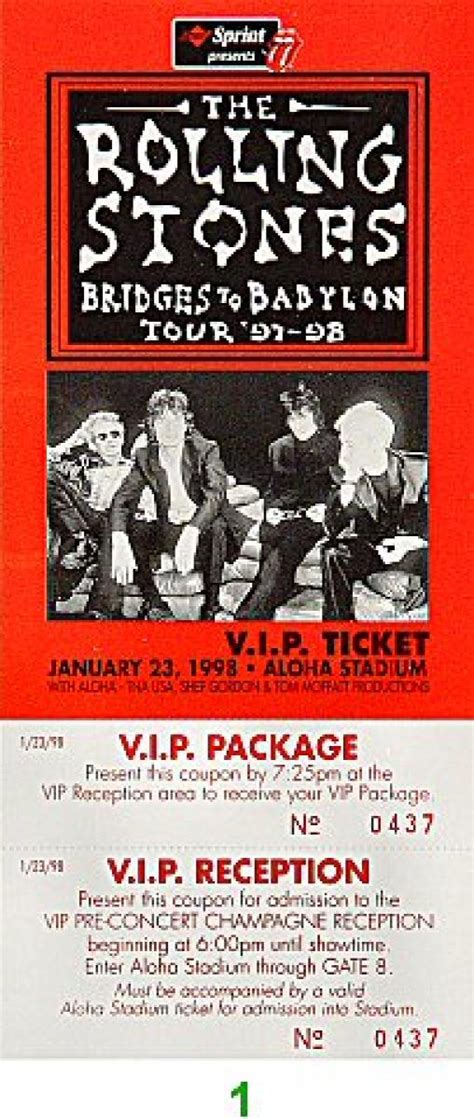 The Rolling Stones Vintage Concert Vintage Ticket From Aloha Stadium
