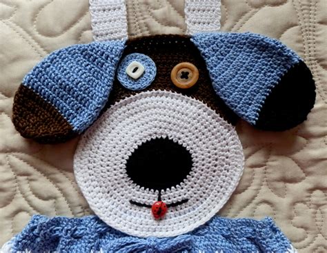 Baby Boy Puppy Face Overalls With Binky Lariat Crochet Pattern