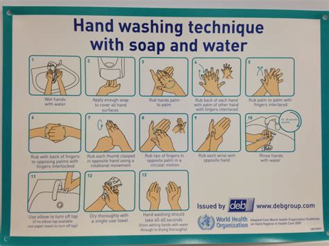 A Sign Explaining How To Wash Hands With Soap And Water