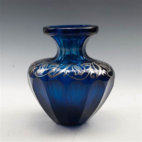 Cobalt Blue Vase With Silver Overlay C1910