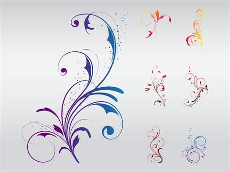 Swirly Floral Designs Vector Art And Graphics