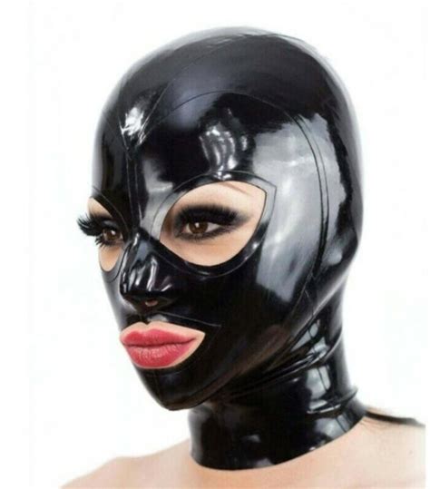 Latex Hood Mask Open Eyes Mouth Face Cover Bdsm Hood Fetish Etsy Canada