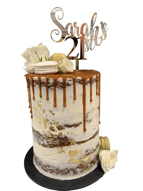 Caramel Drip And Macarons Floral Semi Naked Double Height Speciality C