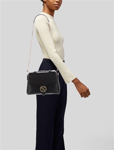 Gucci Interlocking G Dollar Top Handle Shoulder Bag Black Handle Bags
