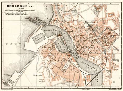 Old Map Of Boulogne Sur Mer In 1909 Buy Vintage Map Replica Poster