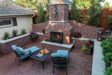 Red Brick Backyard Fireplace And Patio In St Paul Mn Outdoor Fireplace