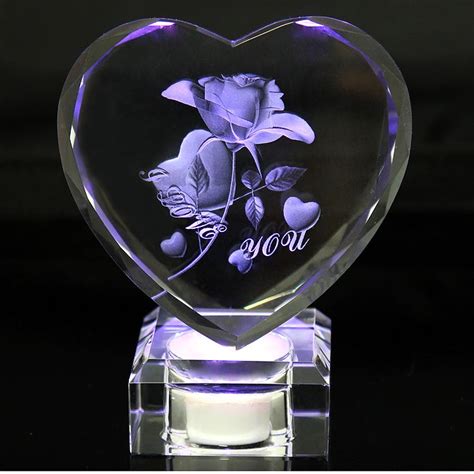 Personalized Crystal Faceted Heart Award 3D Laser Valentine S Day
