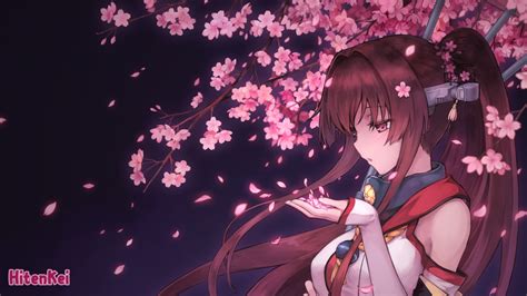 Download 1920x1080 Kancolle Yamato Sakura Blossom Profile View