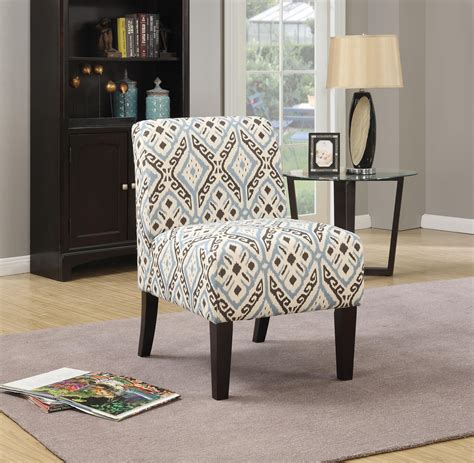 Acme Ollano Accent Chair Pattern Fabric Colorpattern Fabric Blue