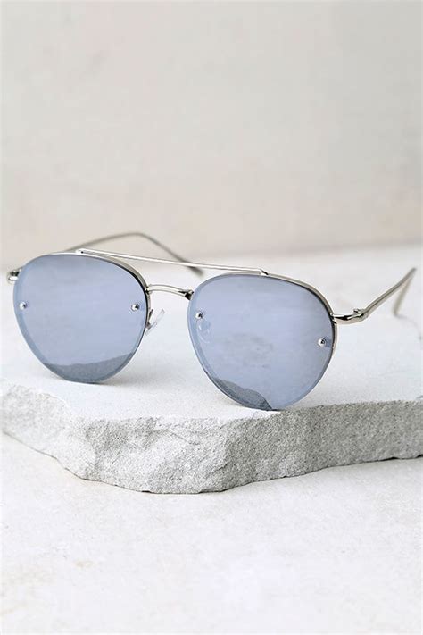 Cute Grey Mirrored Sunglasses Silver Aviator Sunglasses Silver Sunnies 1800