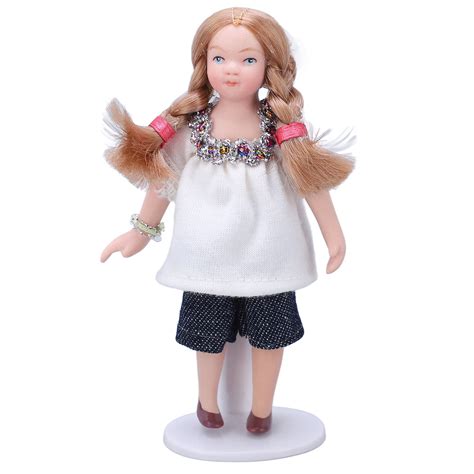 Miniature Girl 112 Scale Blond White T Shirt Shorts Girl Dollhouse