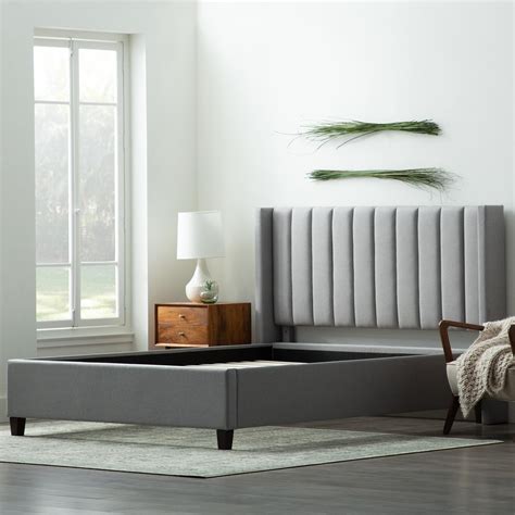 Rest Haven Odessa Tufted Upholstered Wingback Platform Bed Queen Gray