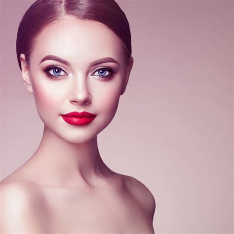 Healthy model with clear skin smiling and looking at camera. Stock Photo Beautiful woman face with perfect makeup 01 ...