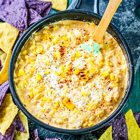 Mexican Street Corn Dip Recipe With Roasted Corn And Tajin Seasoning