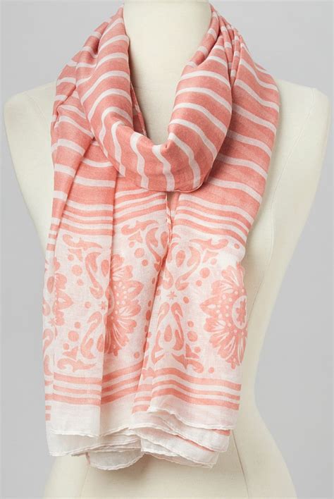 Pink And White Filigree Stripe Scarf Zulily Striped Scarves Scarf