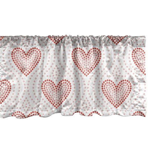 Ambesonne Pearls Window Valance Dotted Heart Pattern Love Themed