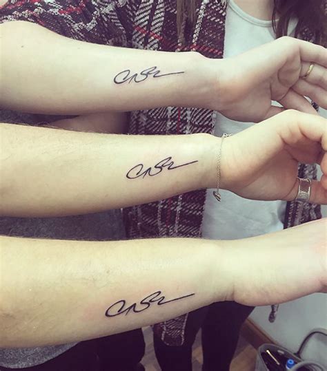 3 Sisters With There Pupas Signature Tattoos Bored Panda