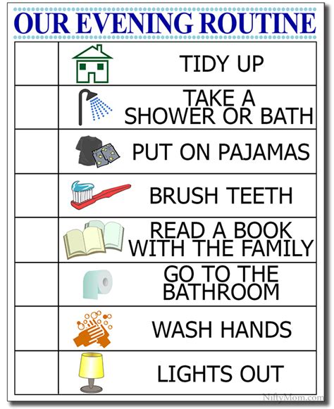 Evening Routine Checklist For Kids Nifty Mom