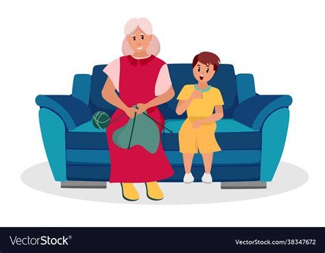 Older Woman Is A Grandmother With Her Grandson Vector Image