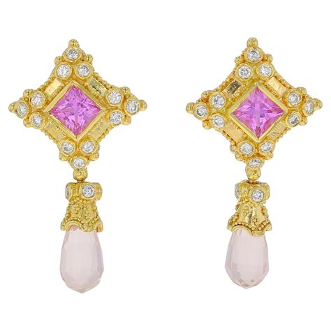 Kent Raible 18 Karat Gold Pink Sapphire Rose Quartz And Diamond