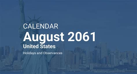 August 2061 Calendar United States