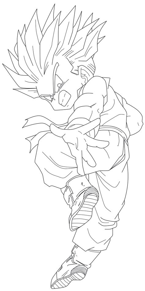 Dragonball z anime coloring page. KID Trunks SSJ Vector Line Art PNG by TattyDesigns on ...