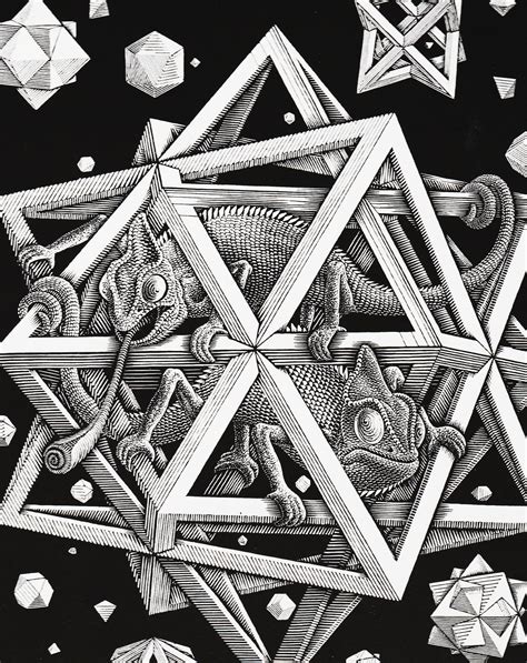 Escher Perspective Mc Escher Print Fantasy Illustration Chameleons