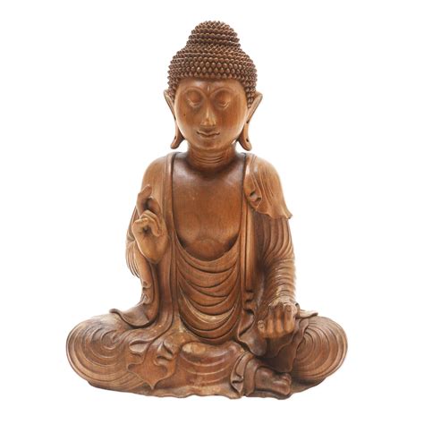 Unicef Market Hand Carved Suar Wood Buddha Sculpture Karana Buddha
