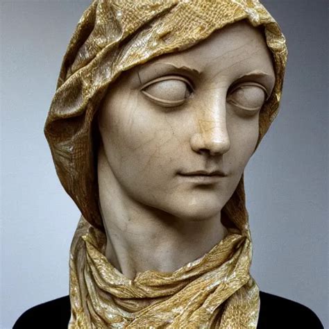 A Masterpiece Marble Sculpture Of The Veiled Virgin Stable Diffusion
