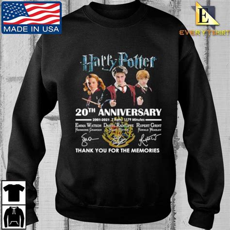 Everyt Shirt Harry Potter 20th Anniversary 2001 2021 Thank You For The Memories Signatures