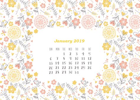 🔥 55 January 2019 Calendar Wallpapers Wallpapersafari