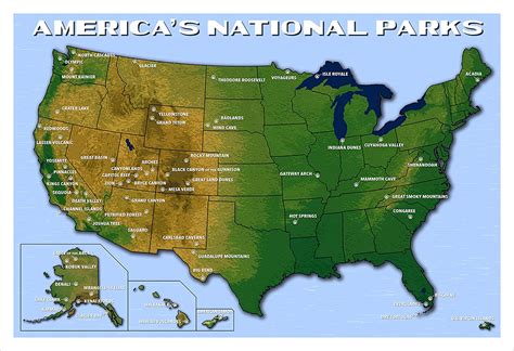 Americas National Parks Map 13 X 19 Original By Rob