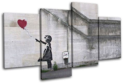 Balloon Girl Banksy Street Multi Canvas Wall Art Picture