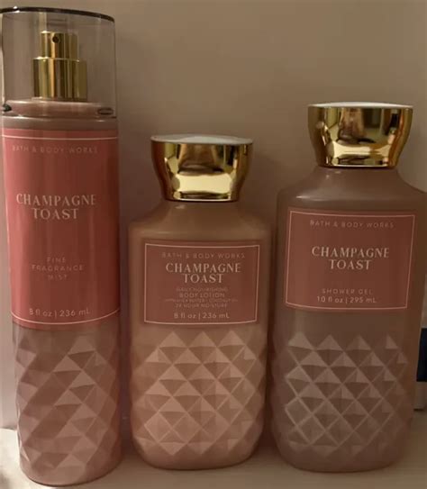 BATH BODY Works CHAMPAGNE TOAST 3pc Set Fine Mist Body Lotion