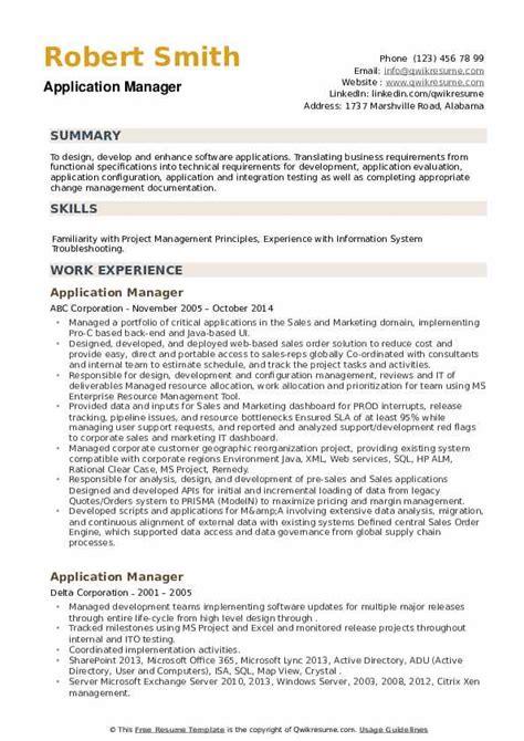 Applying the famous less is more principle can prove beneficial for an attractive resume. Application Manager Resume Samples | QwikResume