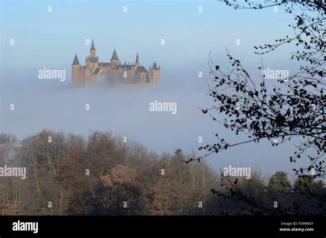 Castle Hohenzollern In Fog Stock Photo Alamy