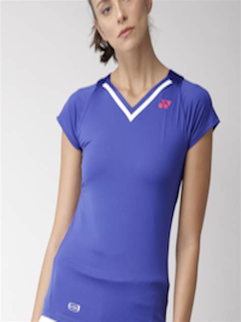 Buy Yonex Women Blue Solid V Neck T Shirt Tshirts For Women 7303218